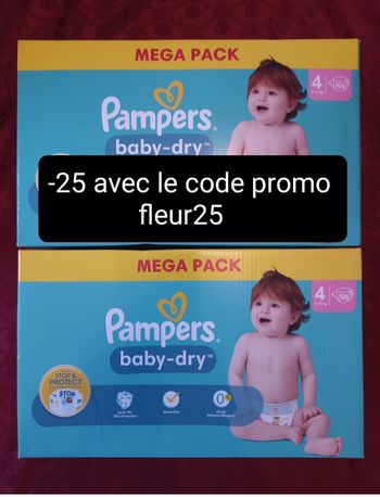 2 cartons couches Pampers baby-dry T4 taille 4 mega pack