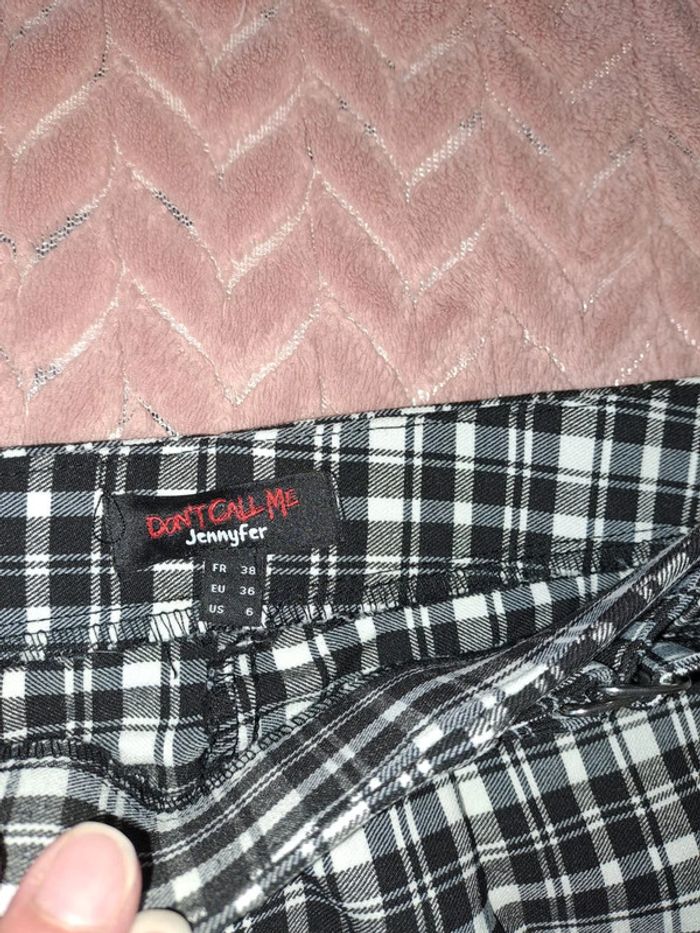 Pantalon femme slim à carreaux Jennyfer 38 noir et blanc comme neuf - photo numéro 7