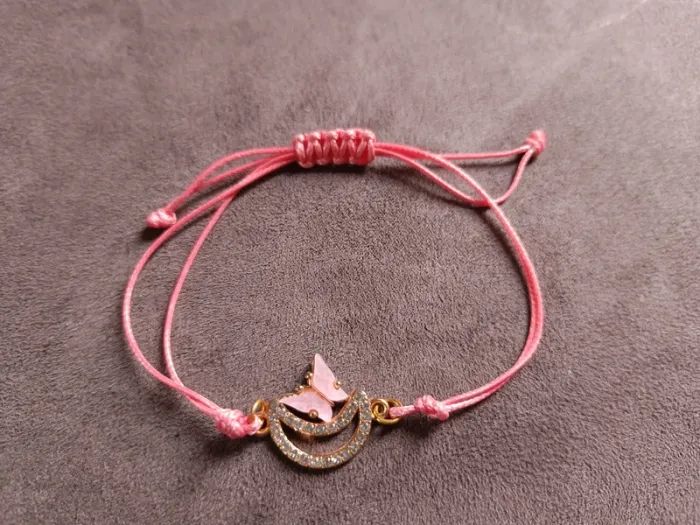 Bracelet réglable rose papillon