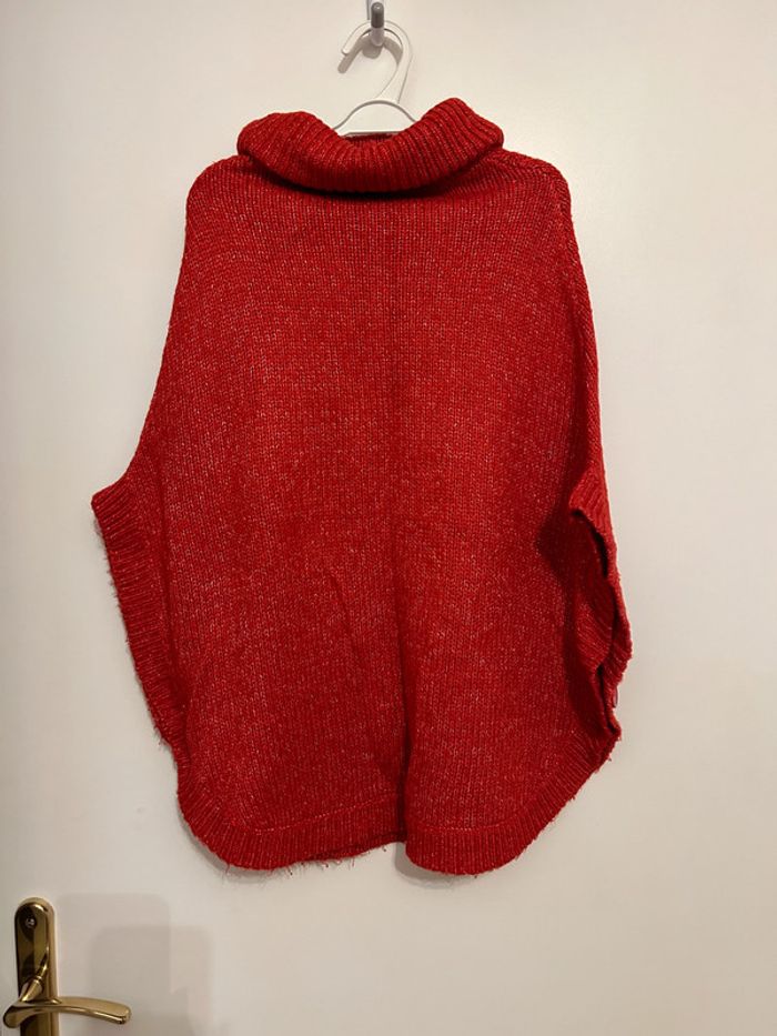 Poncho rouge avec col roulé - Taille 12 ans - photo numéro 2