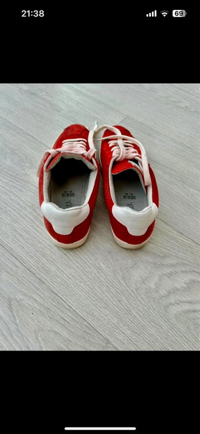Basket femme rouge - Ruvel - pointure 38 - en très bon état - cuir - photo numéro 3