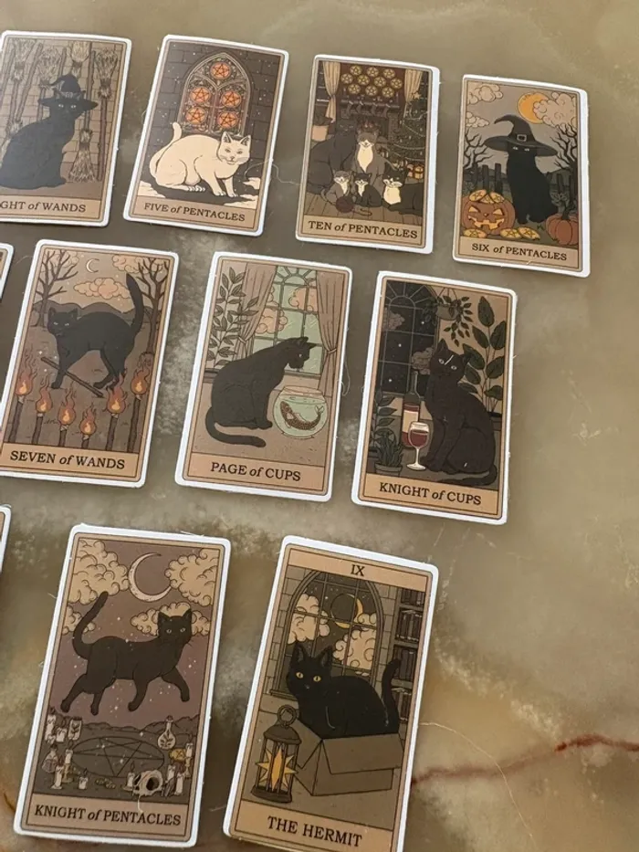 Stickers autocollants thème carte de tarot chats - photo numéro 3