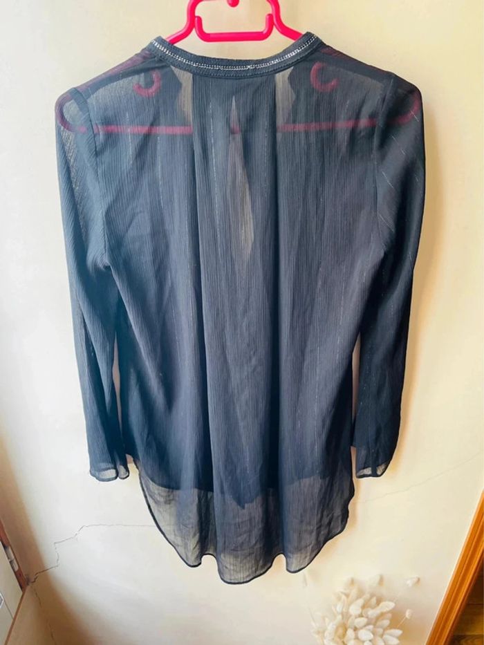 Sublime blouse chemise Zara noir XS fluide neuve à boutonnage décolleté en V - photo numéro 6