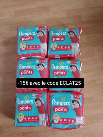 Lot de 6 paquets de couches culottes pants jetable Pampers T7 taille 7