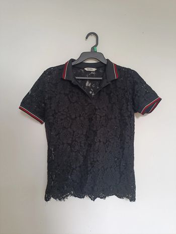 Polo dentelle noir transparent Kaporal M
