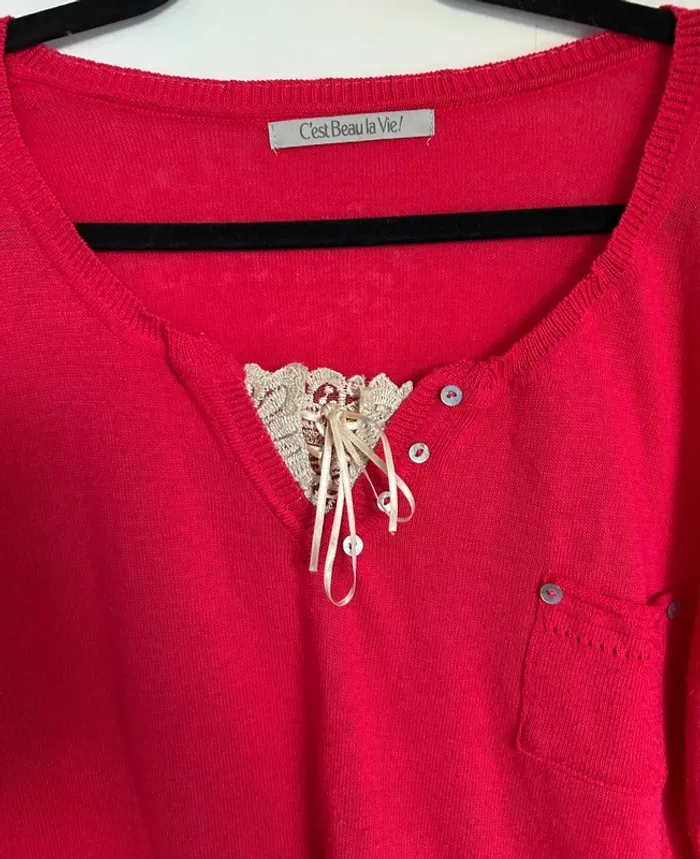 Jolie pull fin rose femme taille 4 c’est beau la bien - photo numéro 2