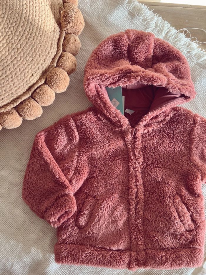 Veste / Gilet à capuche vieux rose 18 mois - photo numéro 3