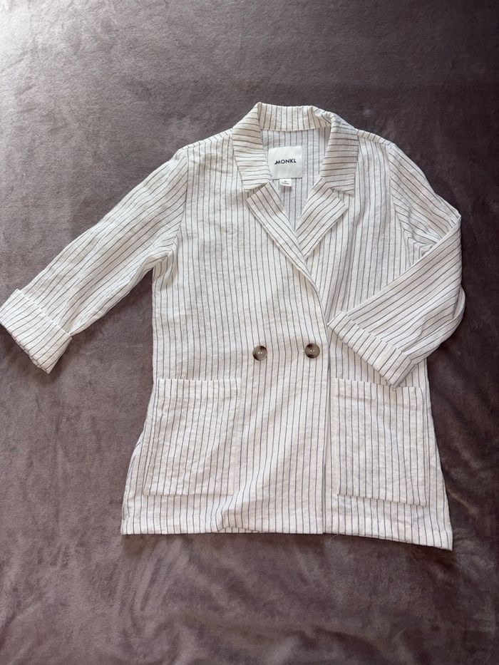 Blazer long Monki taille XS blanc en très bon état - photo numéro 4