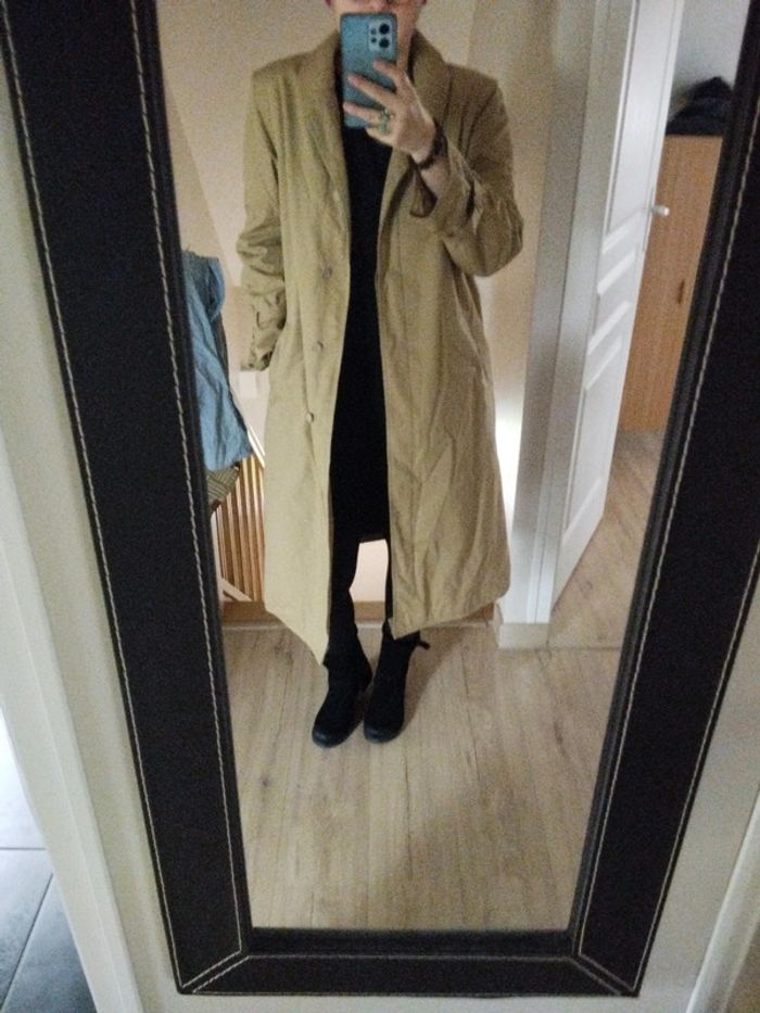 Trench long beige Camel vintage taille 40 coton