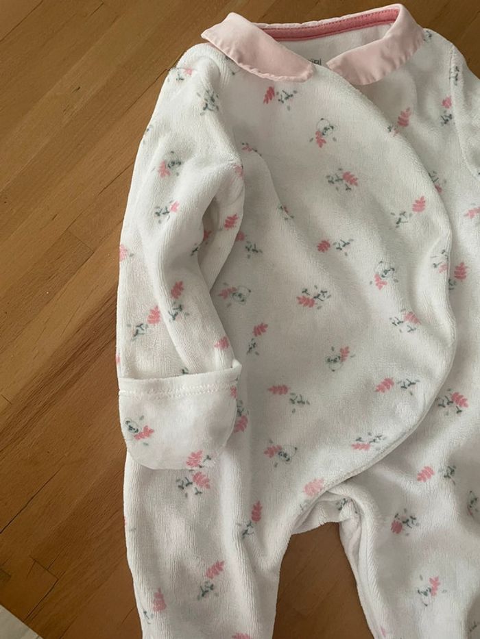 Pyjama velours obaïbi fleuris 3 mois - photo numéro 2