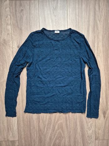 Top manches longues dentelle bleu foncé