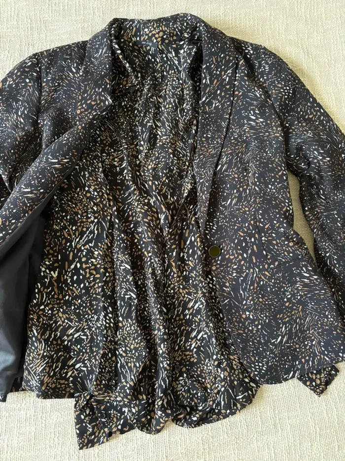 Lot blazer et chemise One Step – tailles 38 et 36 – motif moucheté noir marron