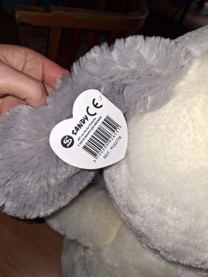 Peluche chien blanc - photo numéro 3