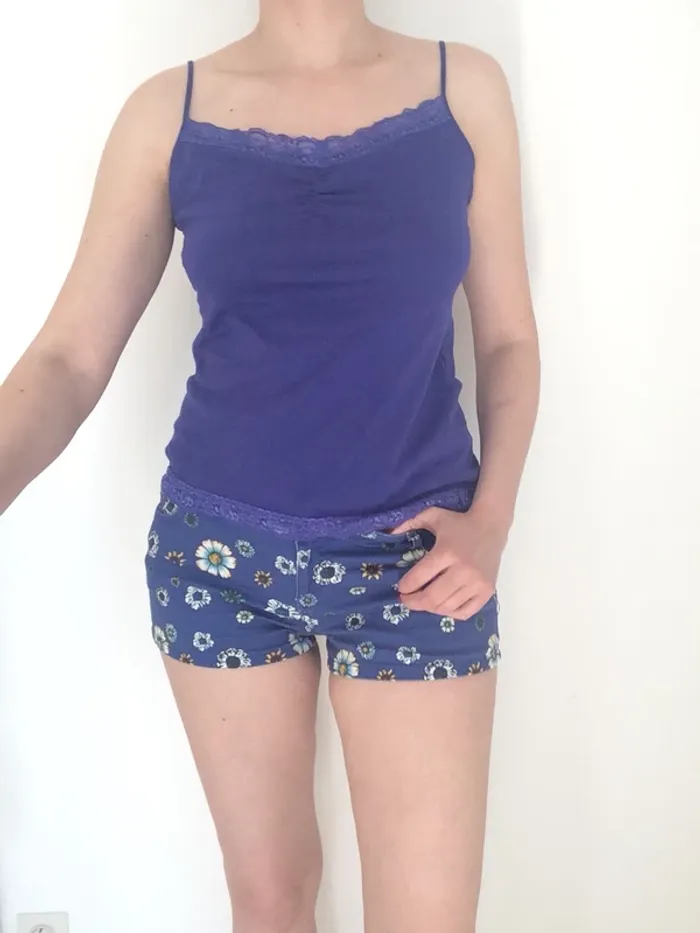 Mini Short Kenzo bleu à fleurs façon jean