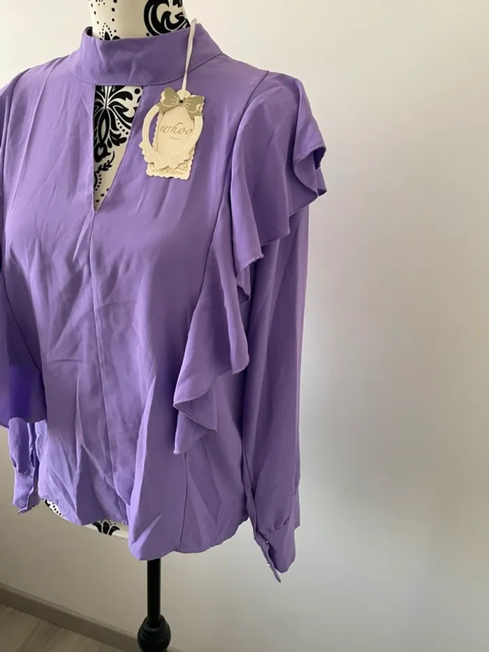 Blouse neuf New Collection mauve / lilas à volants | Taille 38 - photo numéro 4