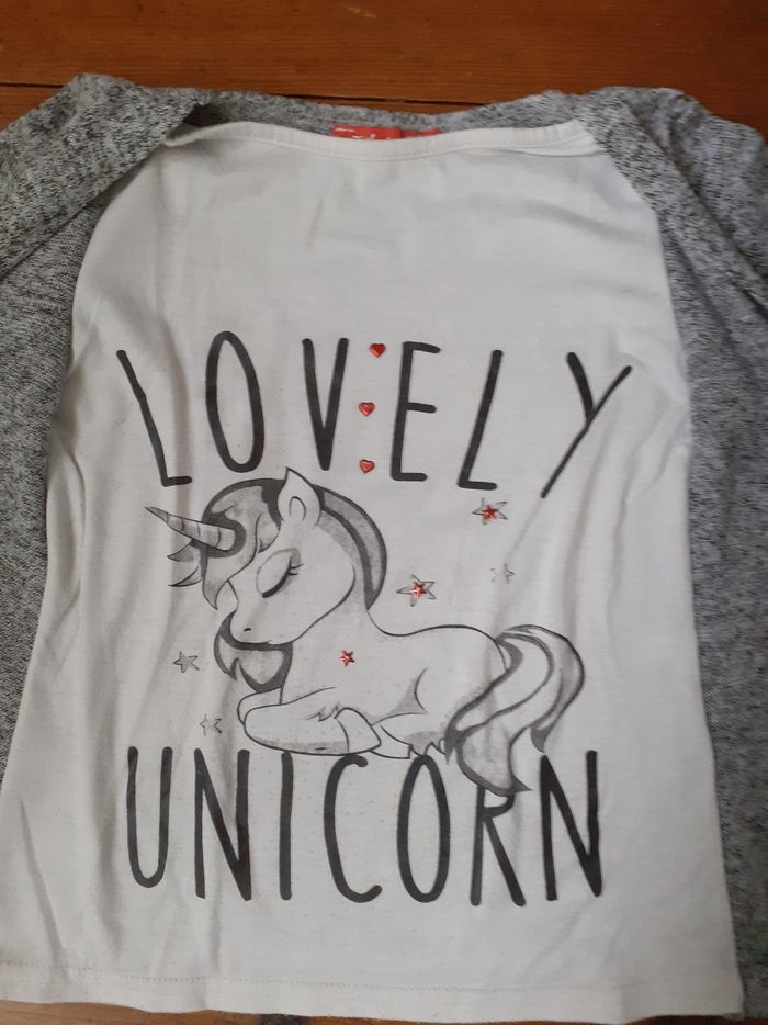 Sweet blanc motif licorne imitation veste grise chinée - photo numéro 2