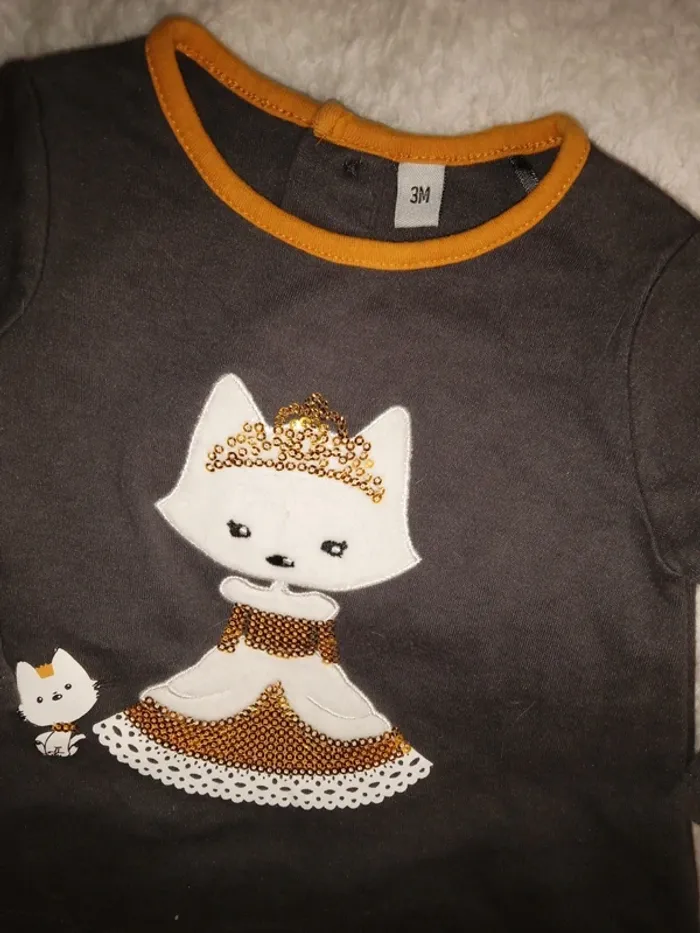 Pull bébé fille motif chat - photo numéro 3