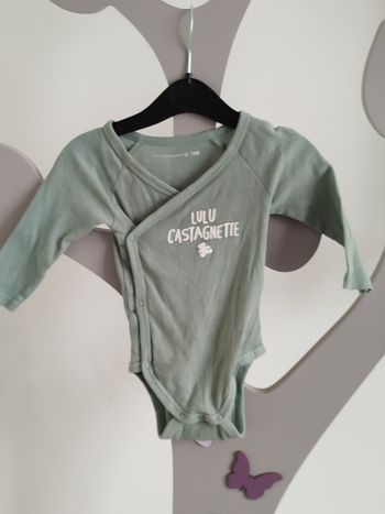 Body manches longues vert Lulu Castagnette taille 6 mois