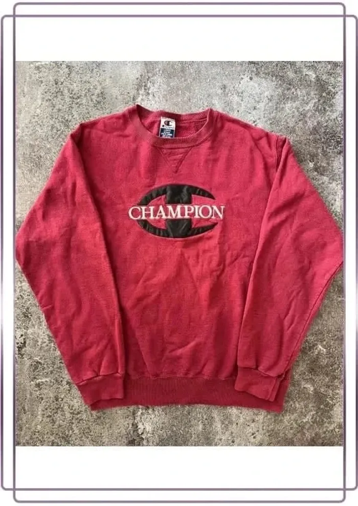Sweat vintage Champion homme coton L - Men Crew neck hoodie - Girocollo - Herren Rundhalsausschnitt