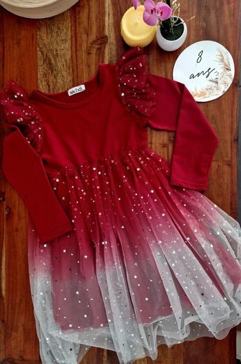 Robe de fête en tulle étoilé 8 ans