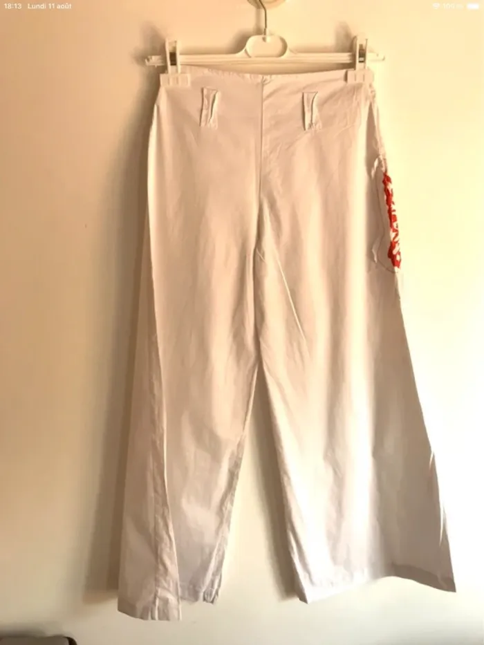 Pantalon large blanc Fashion Express 12 ans avec papillon orange sur le côté - photo numéro 5