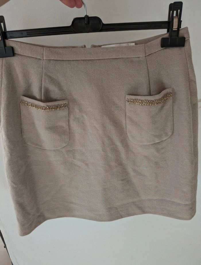 Jupe courte dorée beige classe - photo numéro 2
