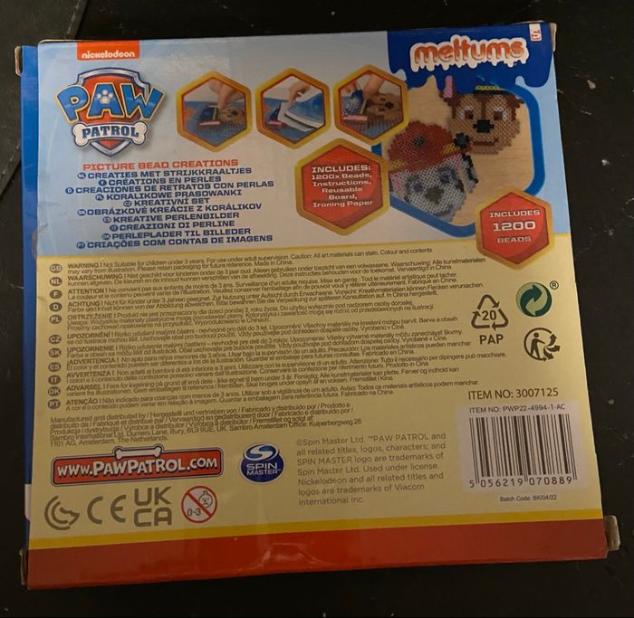 Kit perle à chauffer paw patrol neuf juste ouvert - photo numéro 2