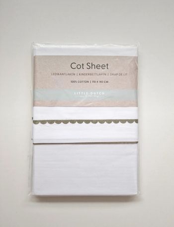 Little Dutch - Drap de lit brodé - Vert - 110 x 140 cm -  Neuf !