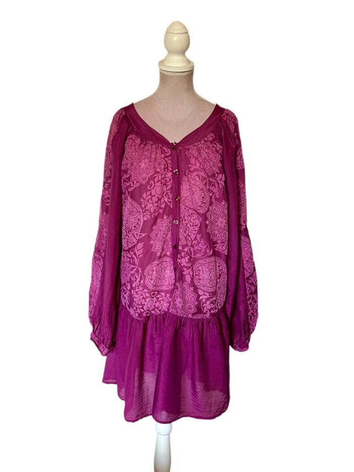 🩷🌿Blouse tunique vintage bohème soie coton taille 40/L Boho hippie chic silk blouse🌿🩷 - photo numéro 9