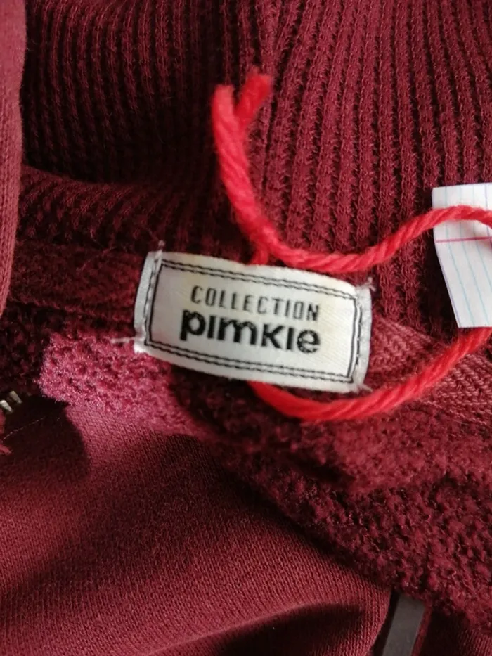 Veste à capuche bordeaux avec poche et lien à nouer blanc / pimkie/ (M/L) - photo numéro 8
