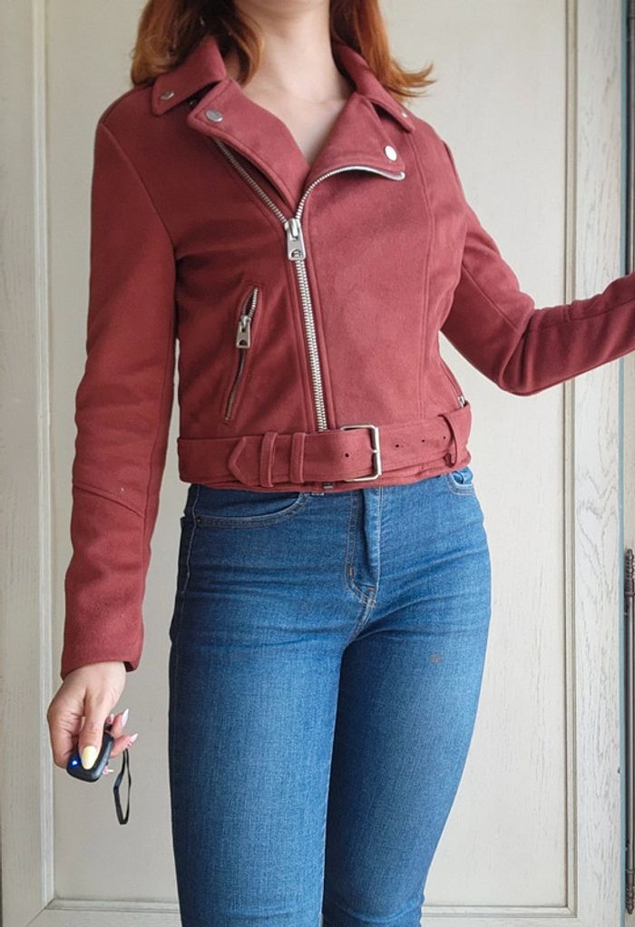 Perfecto suedine ocre ceinture Jennyfer - photo numéro 2