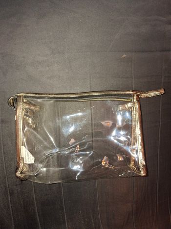 Trousse de Toilette Transparente & Dorée – Format Avion