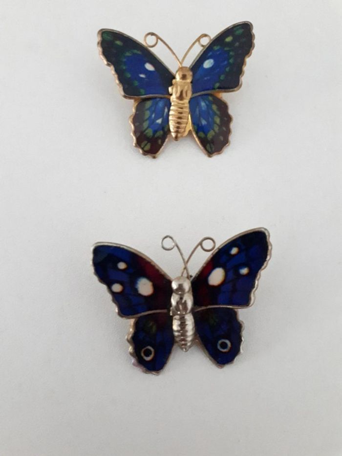2 broch papillon vintage