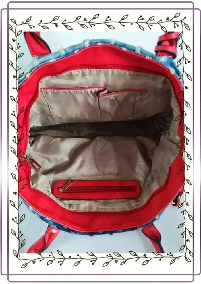 Sac fourre tout bleu et rouge, très bon état, 37x28cm - photo numéro 4