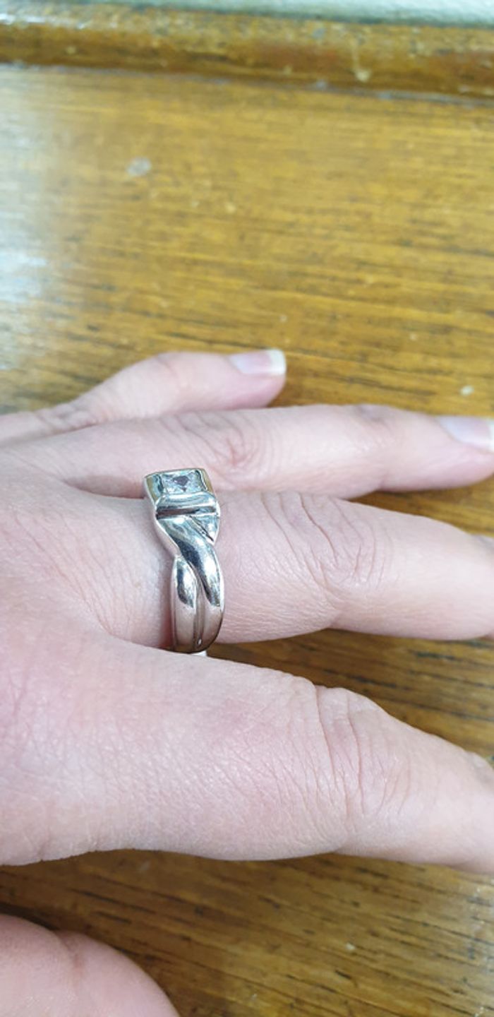 Jolie bague argent massif 925 et zyrconium - photo numéro 3