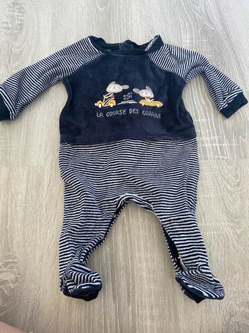 Pyjama marinière sergent major bleu et blanc 3 mois 59 cm