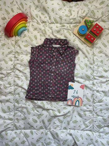 chemise sans manches violet motifs rose kiss melody 26 mois