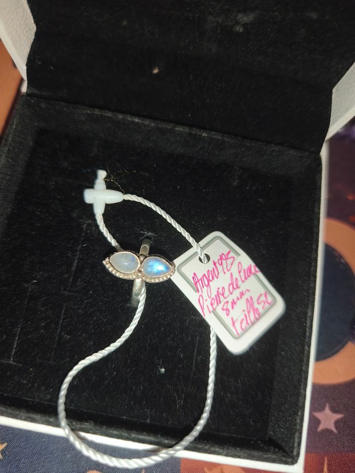 Bague hippie en argent et pierres de lune artisanale - photo numéro 2