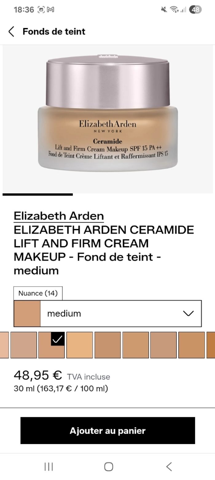 Fond de teint liftant et raffermissant Elisabeth arden