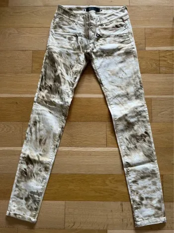 Jean Barbara Bui imprimé abstrait blanc/marron/beige – taille 28 – très bon état