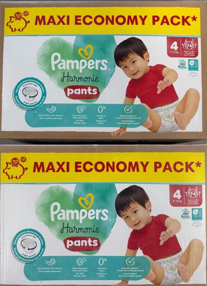 2 cartons de couches Pampers taille 4