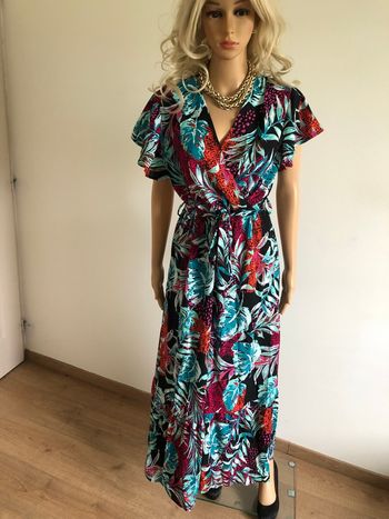 Robe longue imprimée neuve à manches courtes My Queen taille S/M