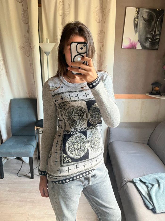 Pull laine vintage montagne grunge bohème champêtre - photo numéro 3