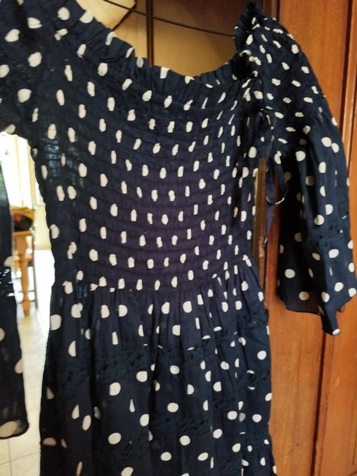 Top bleu marine femme pois vintage S/M y2k - photo numéro 7