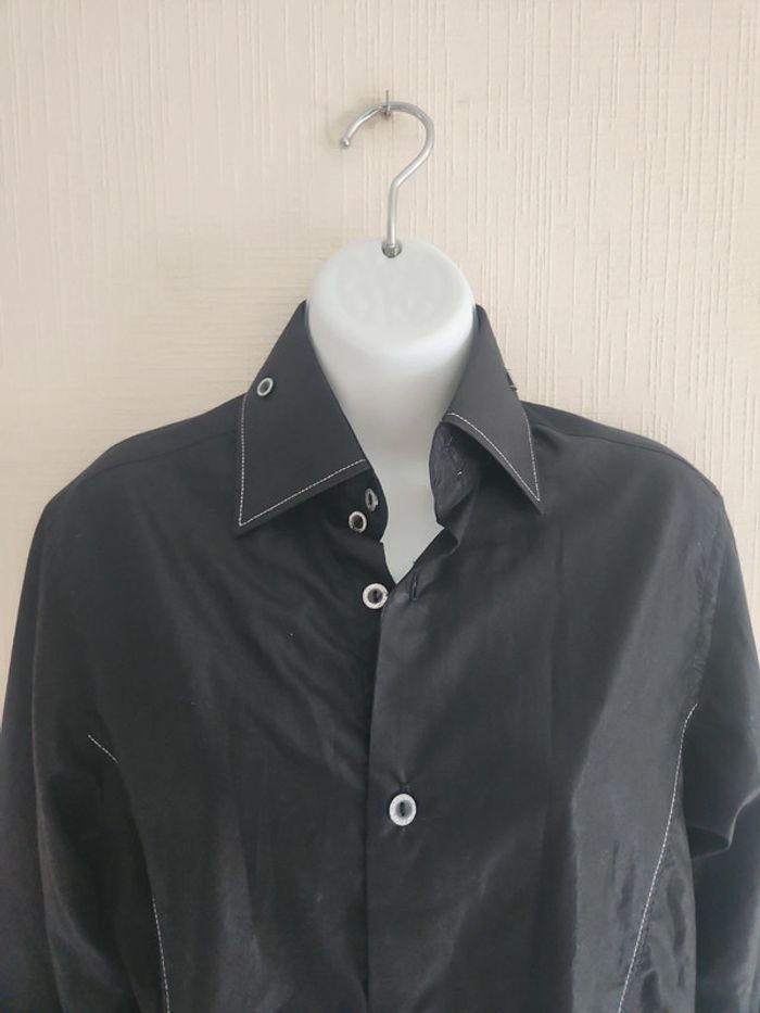 Chemise manches longues noire effet brillant M'rode S - photo numéro 3
