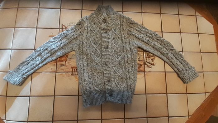 Veste grise chiné clair avec col montant