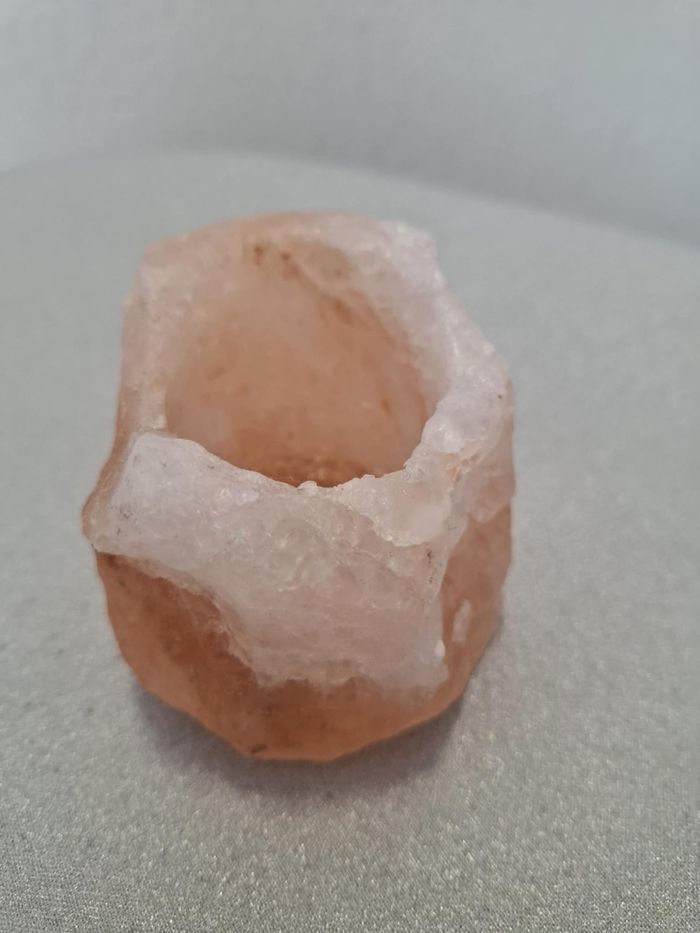 Joli bougeoir photophore véritable quartz rose naturel excellent état + bougies - photo numéro 6