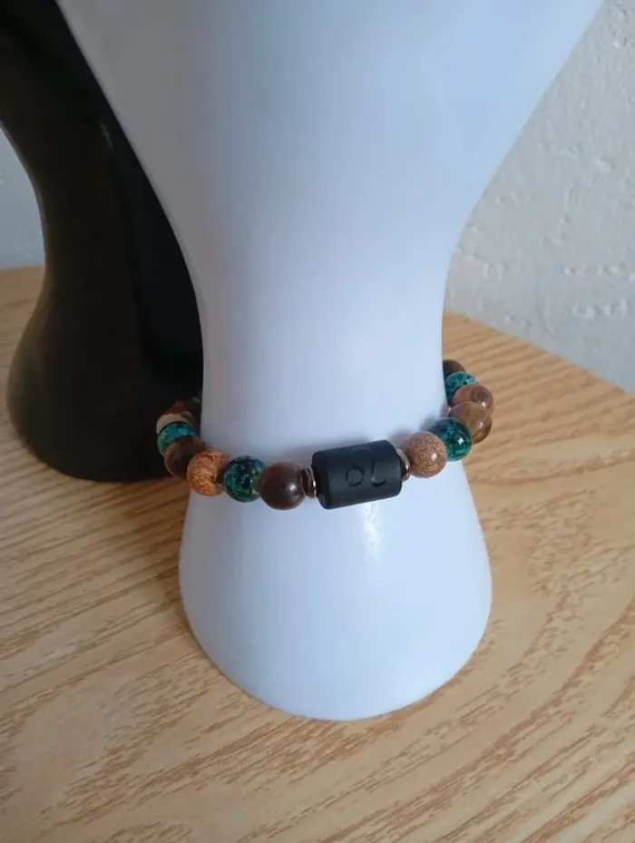 Malachite Bracelet en pierres naturelles constellation zodiaque signe astrologique lion - photo numéro 2