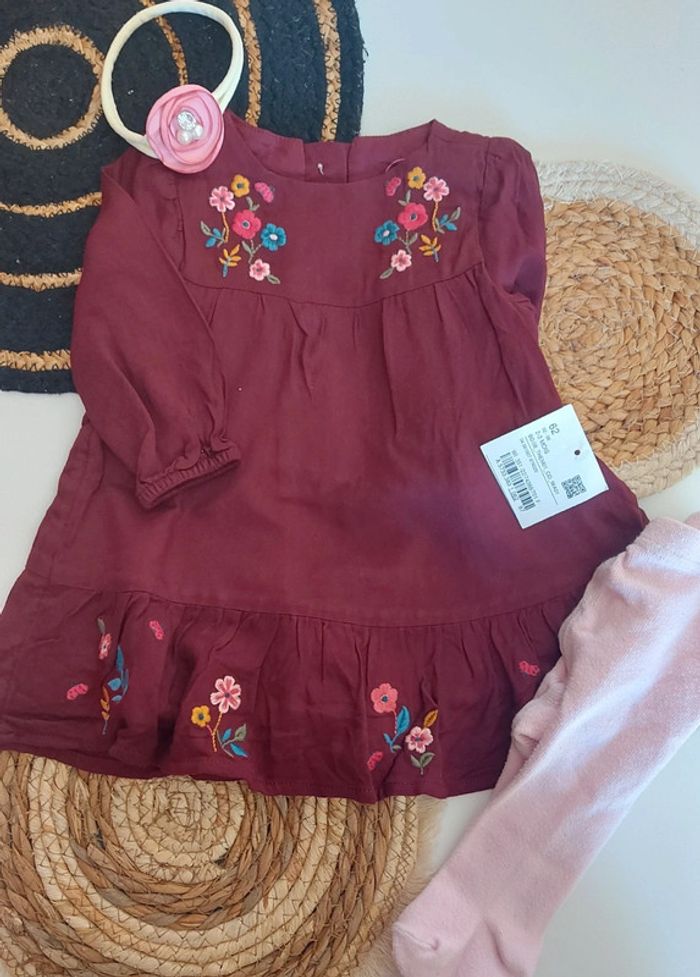 Robe manches longues bébé fille fleurie automne hiver printemps été effet patineuse