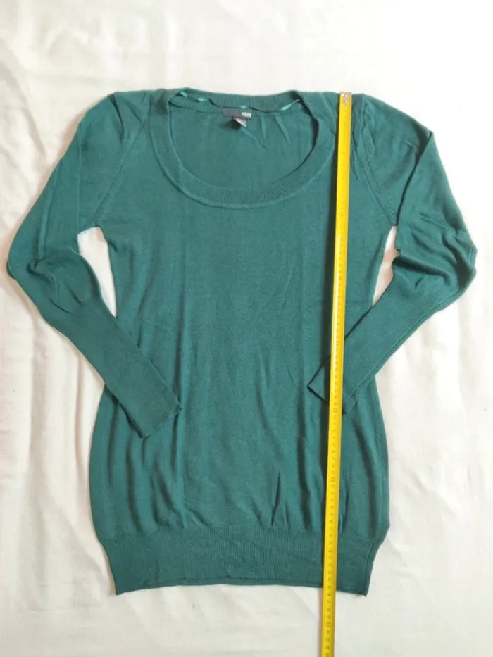 Pull long col rond H&M vert forêt taille M - photo numéro 7